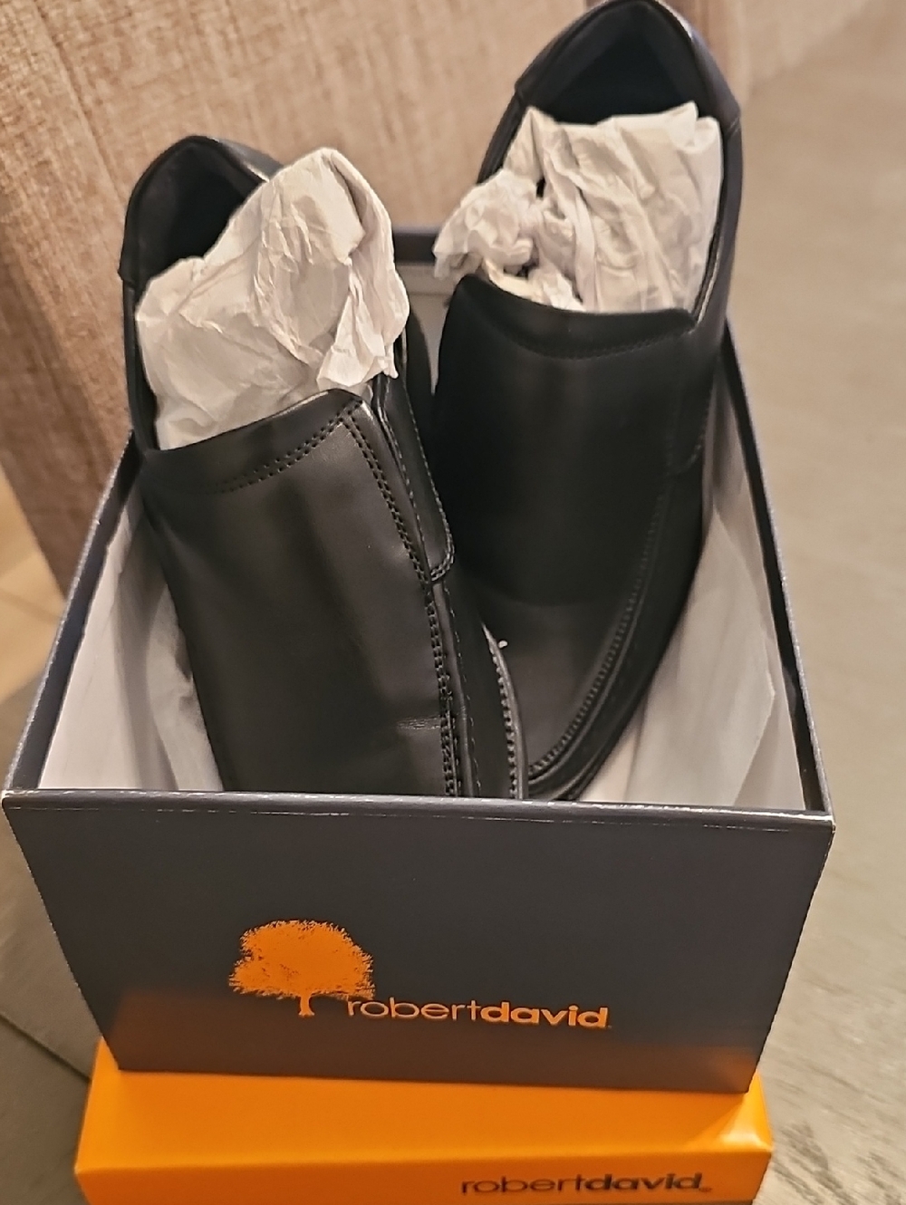 Kids Black Slip-On Dress Shoes